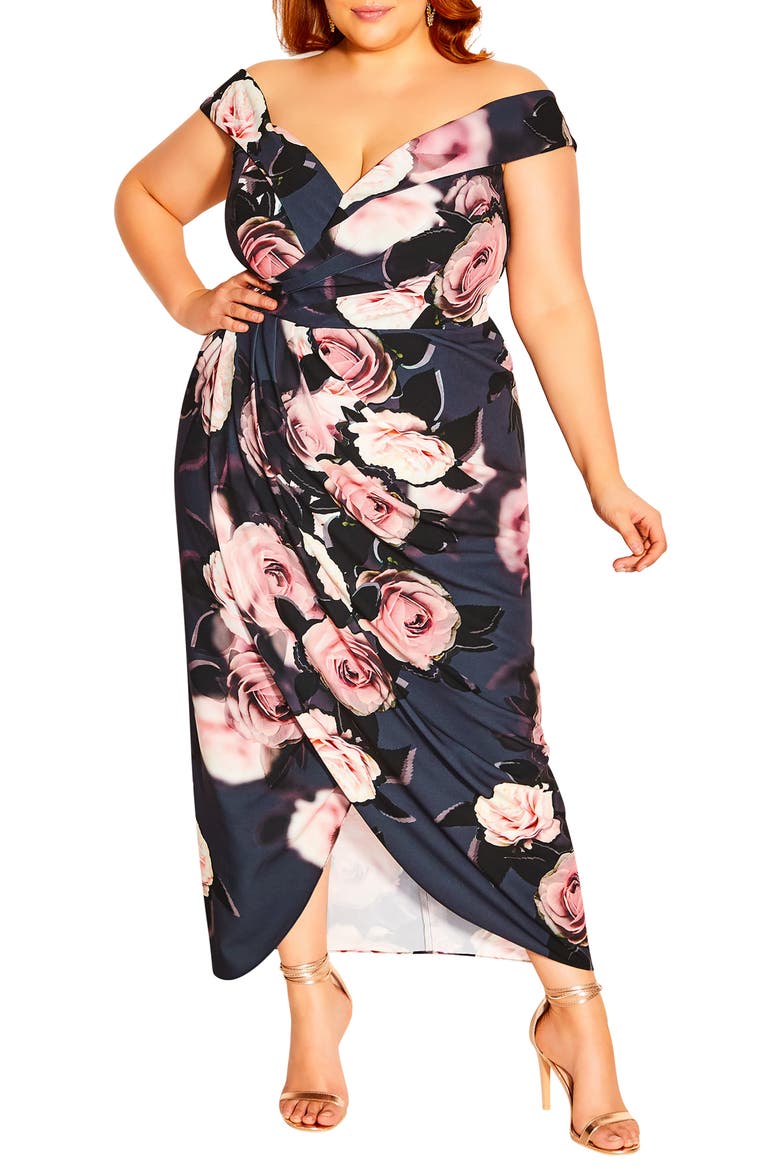 Sweet Love Floral Tulip Hem Off the Shoulder Dress, Main, color, SWEET LOVE