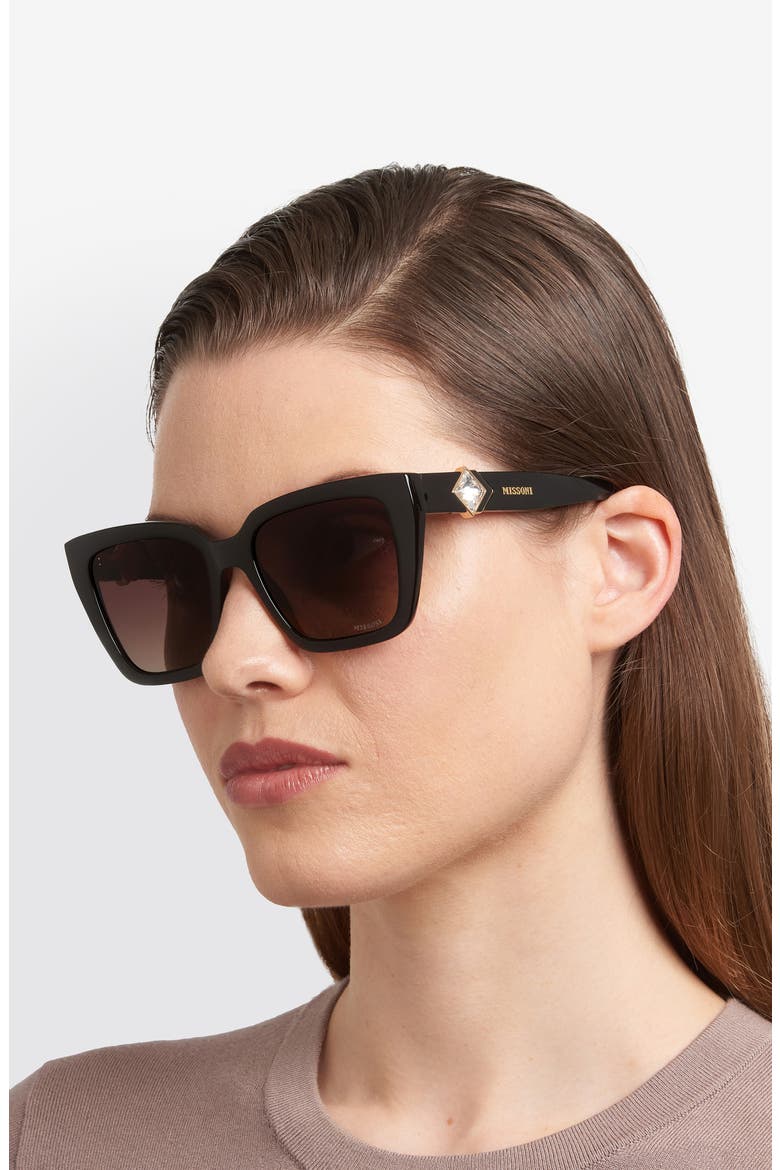 54mm Gradient Square Sunglasses, Alternate, color, BLACK/ BROWN SF