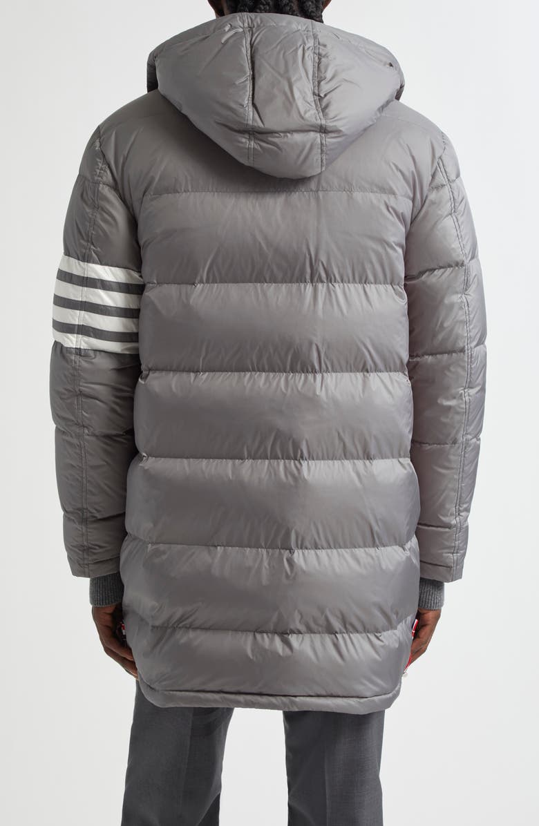 Thom Browne 4-Bar Down Hooded Coat, Alternate, color, Medium Grey