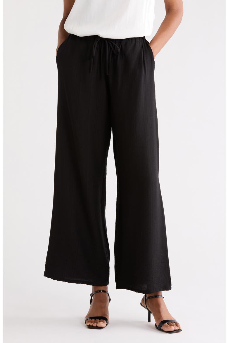 Drawstring Wide Leg Pants, Main, color, BLACK
