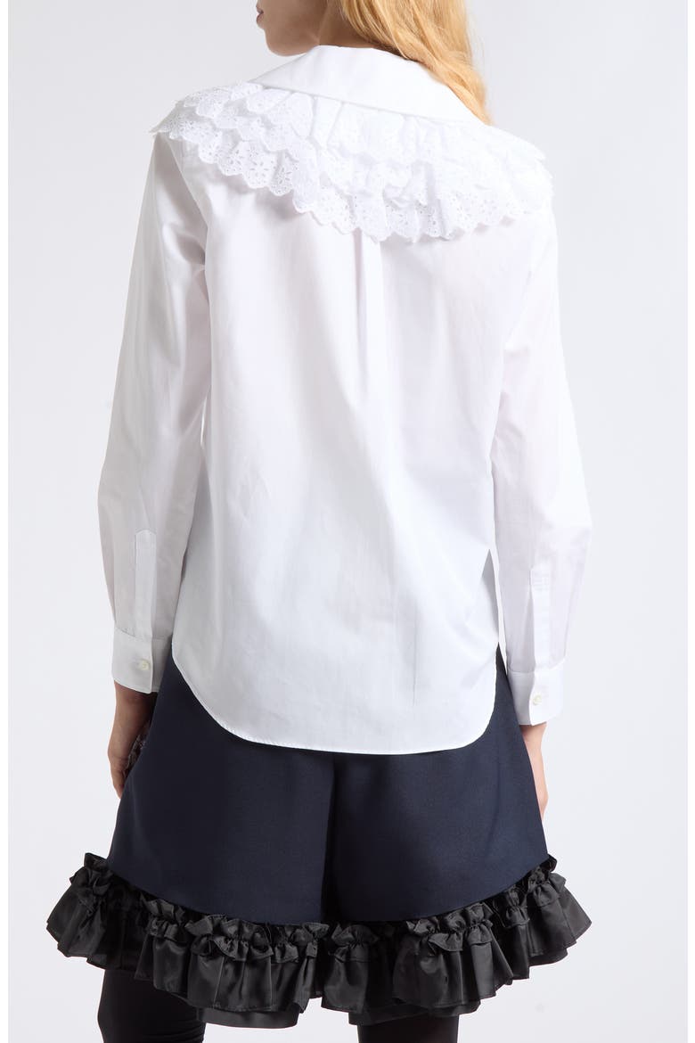 Cotton Broadcloth Shirt with Lace Ruffles, Alternate, color, WHITE