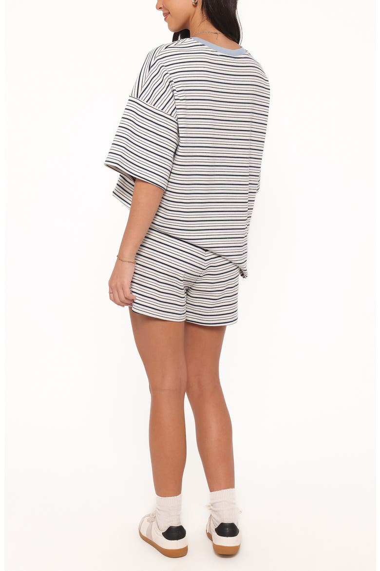 Hellen Stripe Knit T-Shirt & Shorts Set, Alternate, color, BLUE/CREAM STRIPE