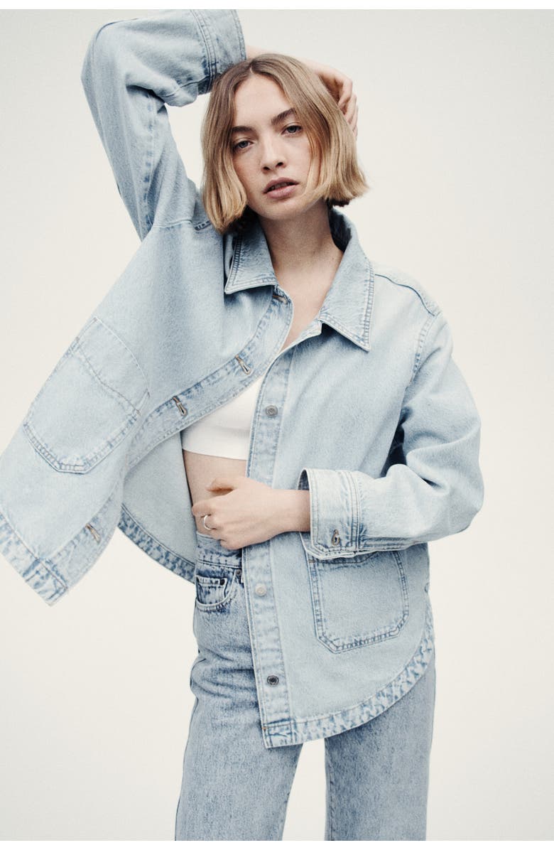 H&M Denim Shacket, Alternate, color, Light Denim Blue