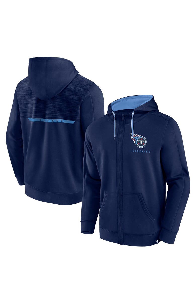 FANATICS Men's Fanatics Branded Navy Tennessee Titans Defender Evo Full-Zip Hoodie, Main, color,