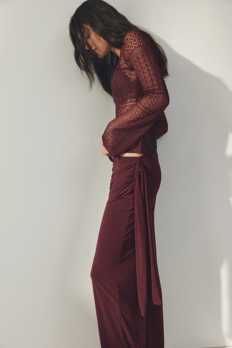 Draped Jersey Trousers, Alternate, color, Burgundy