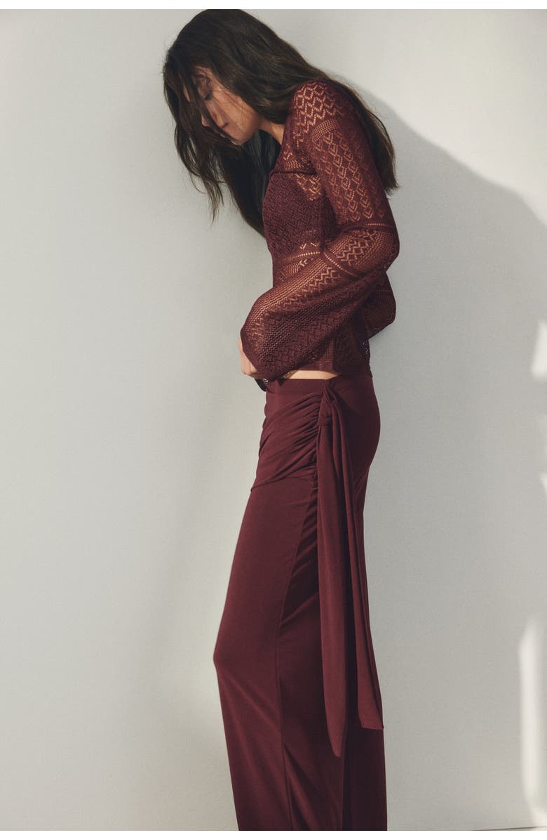 H&M Draped Jersey Trousers, Alternate, color, Burgundy