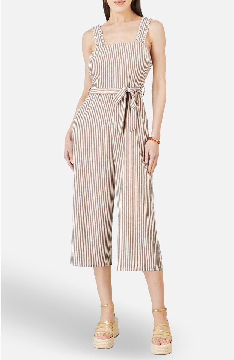 Yumi Stripe Strappy Jumpsuit, Alternate, color, Brown