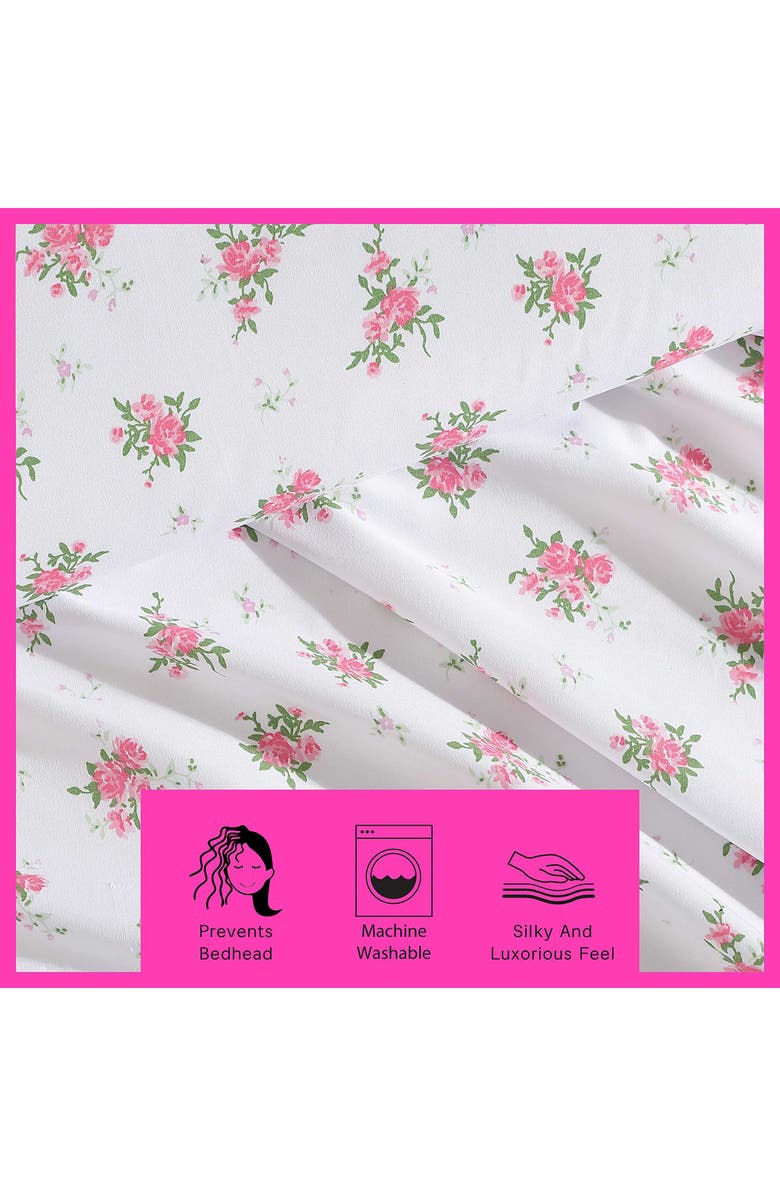 Betsey Johnson Floral Dreams Microfiber Sheet Set, Alternate, color, White