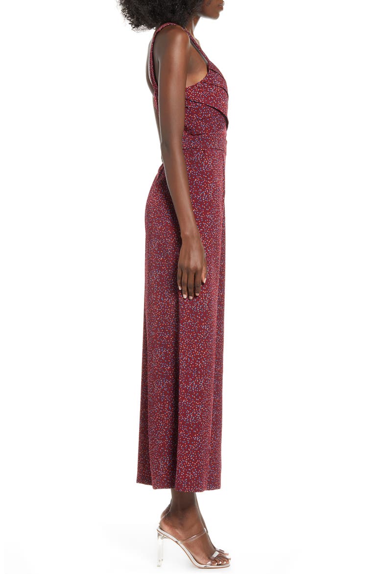Sleeveless Cutout Jumpsuit, Alternate, color, WINE DOT