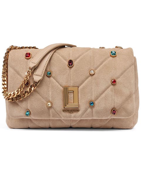 Lafayette Suede Shoulder Bag With Gems