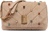 KARL LAGERFELD PARIS Lafayette Suede Shoulder Bag With Gems
