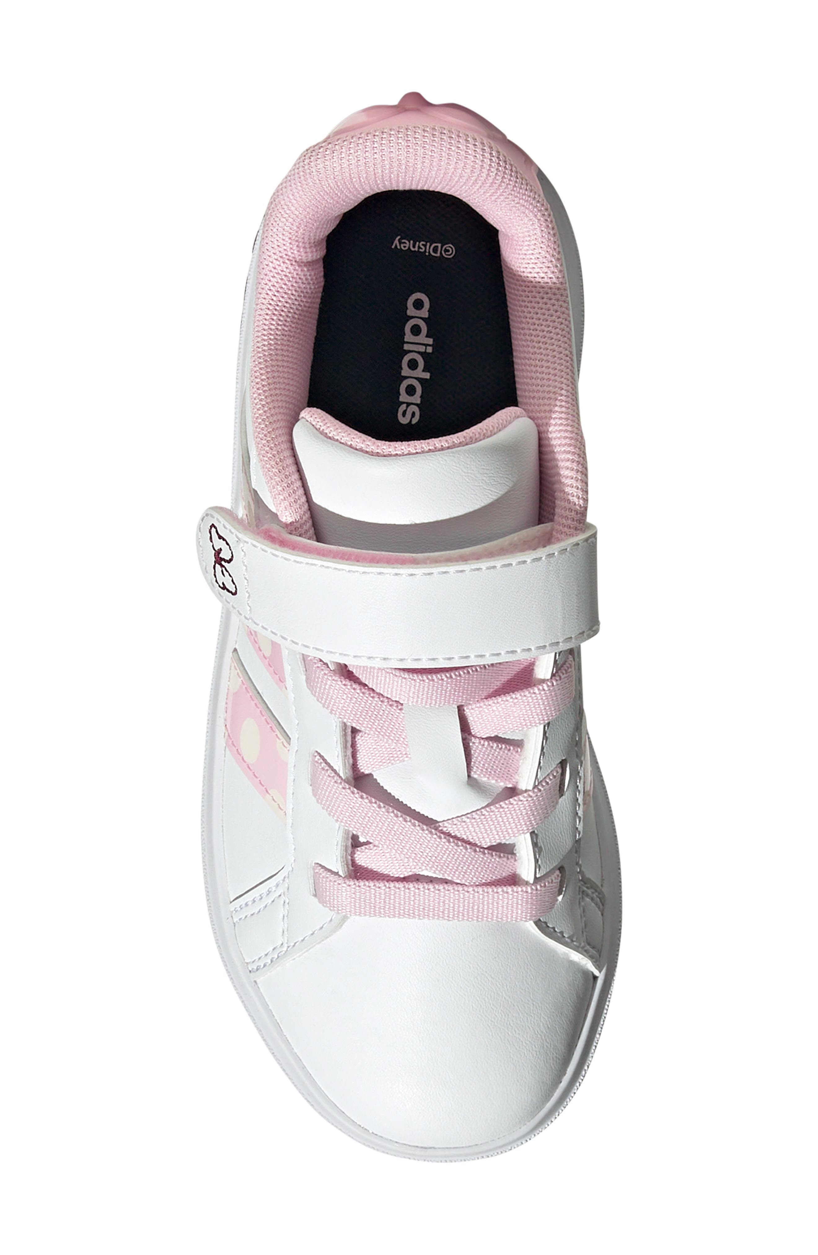 adidas Kids' Grand Court Minnie Mouse Sneaker, Alternate, color, White/ Clear Pink/ Chalk White