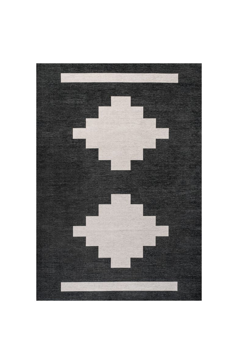JONATHAN Y Adriel Geometric Medallion Machine-Washable Area Rug, Alternate, color, Black/Cream
