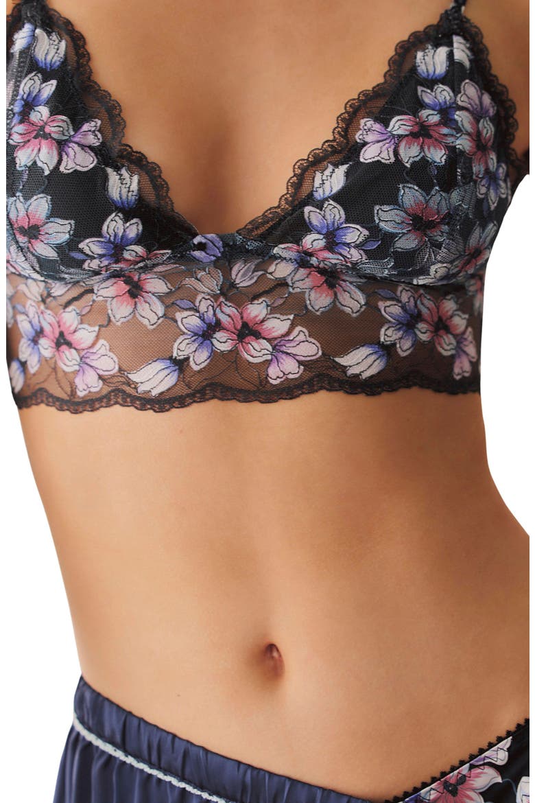 Printed Lace Longline Bralette, Alternate, color, NIGHT BLOOM COMBO