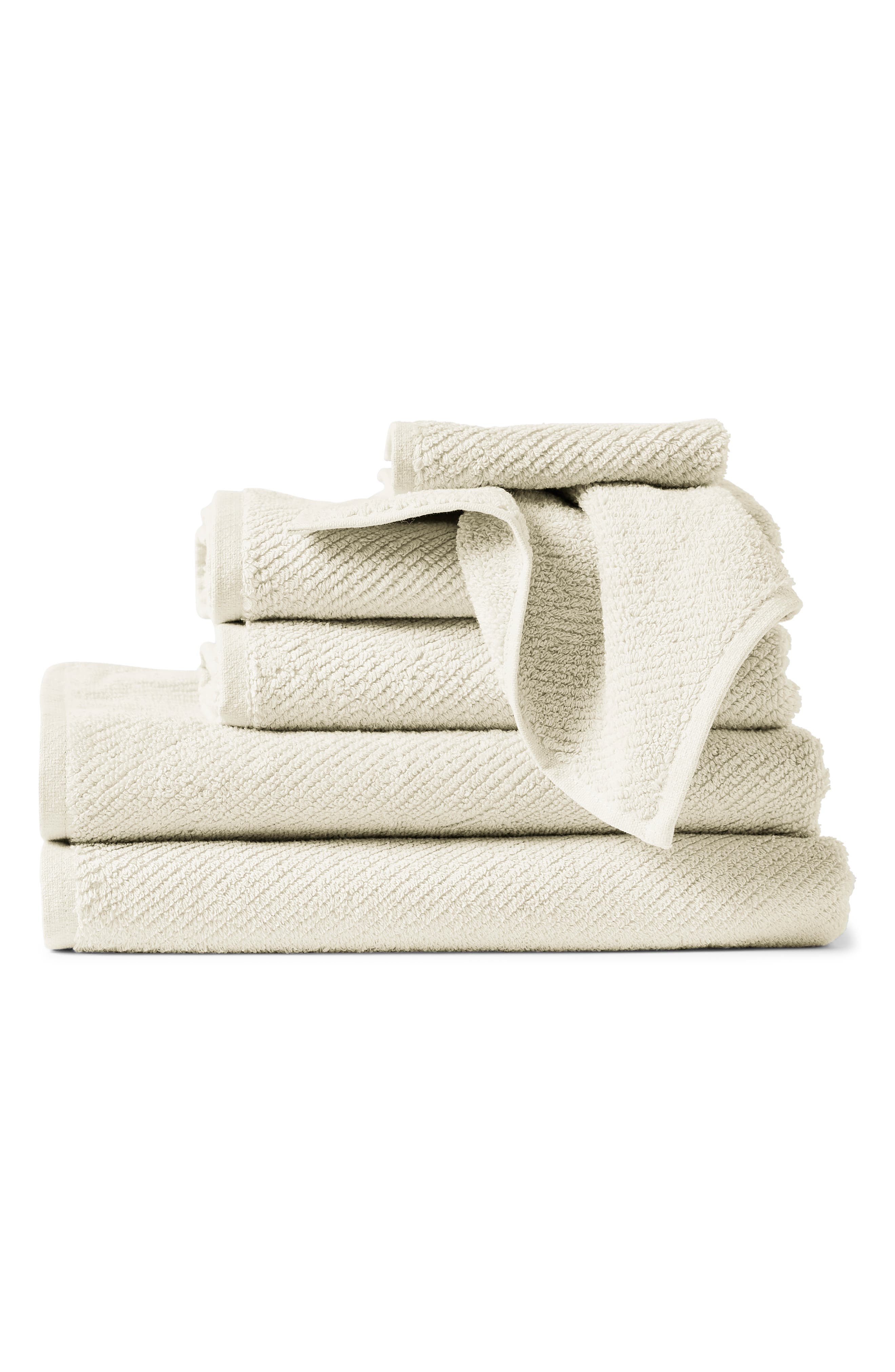 Coyuchi Air Weight® 6-Piece Organic Cotton Bath Towel, Hand Towel & Washcloth Set - Undyed, 6 Piece Set