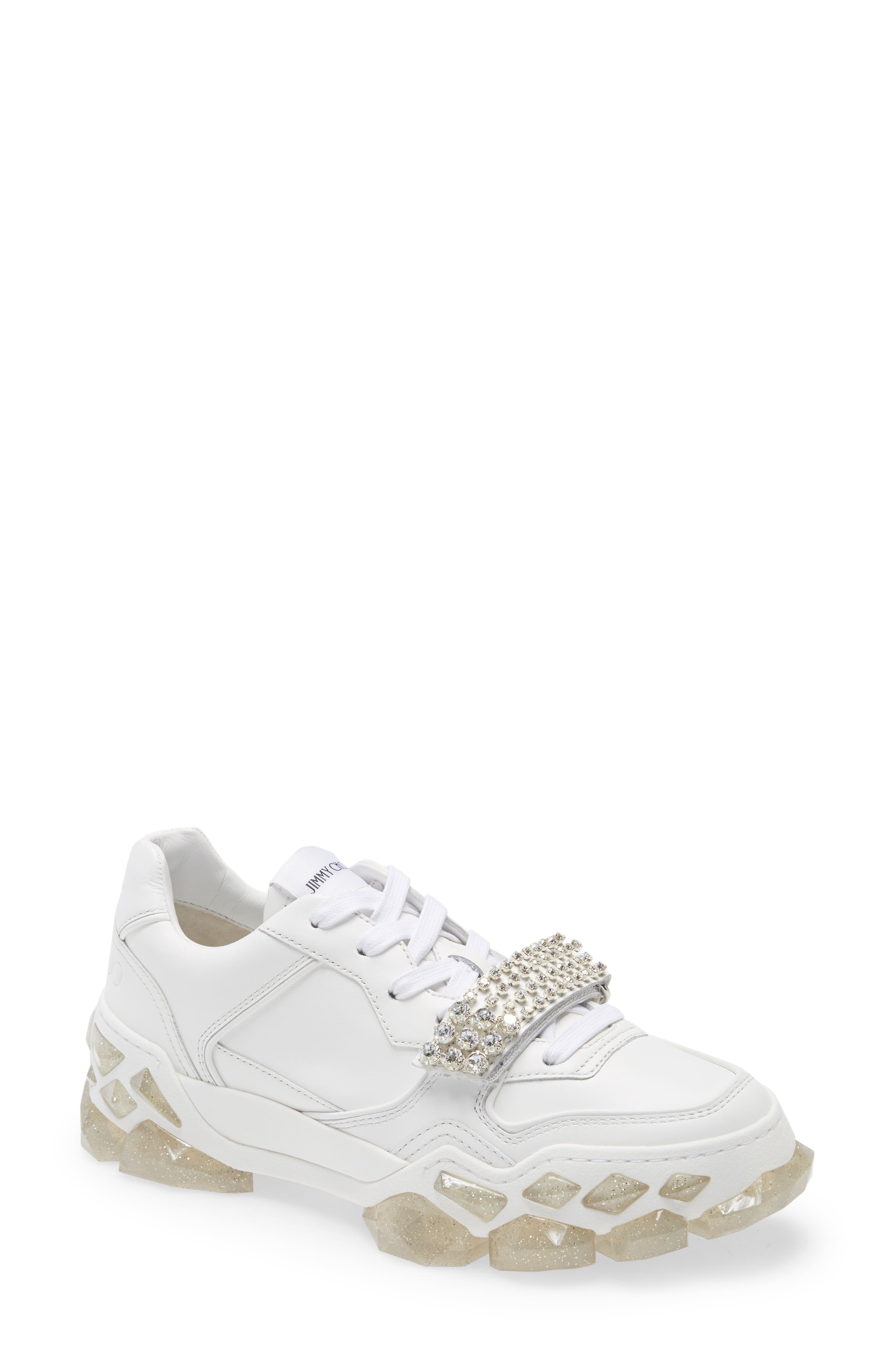 Jimmy Choo Crystal Embellished Low Top Sneaker, Main, color, 