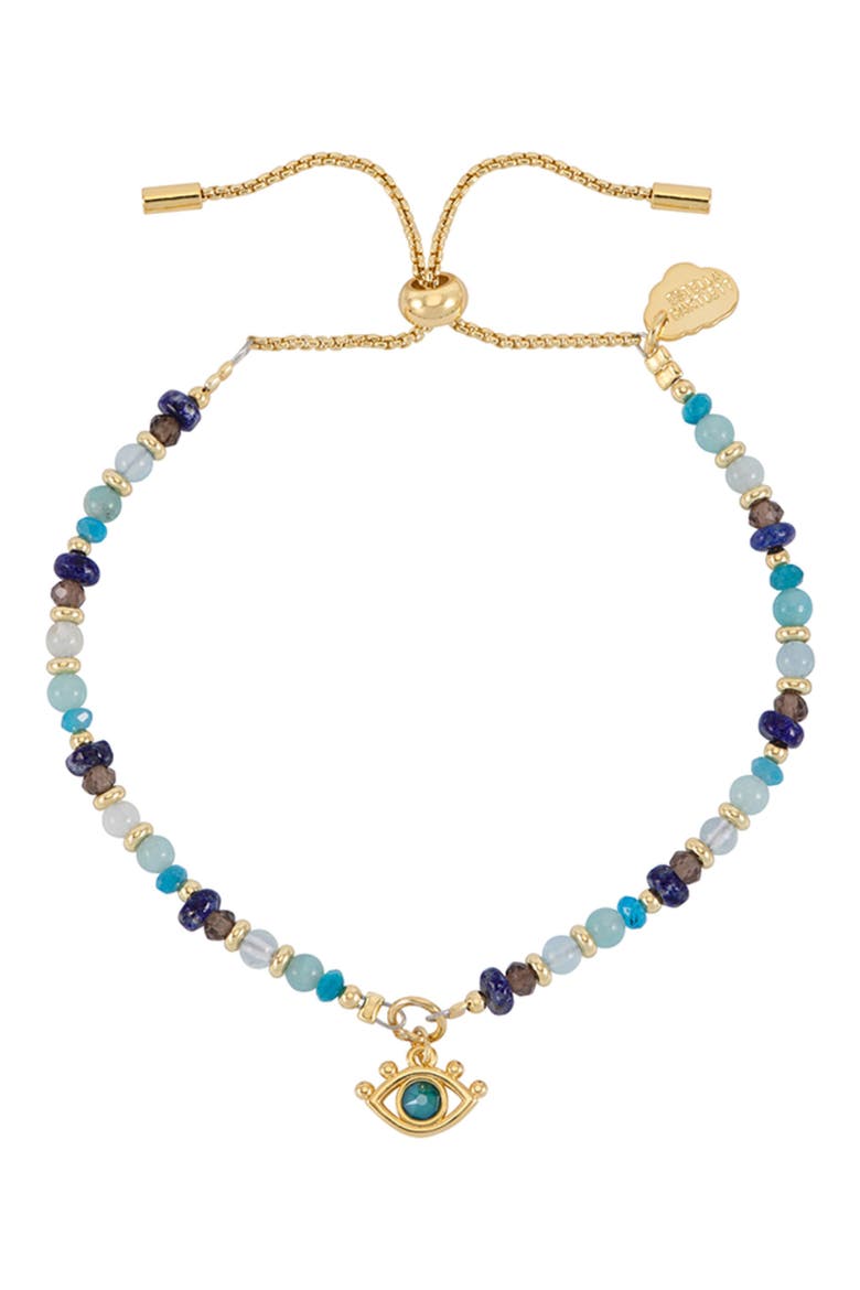 Evil Eye Faceted Stone Charm Bracelet, Main, color, GOLD PLATED