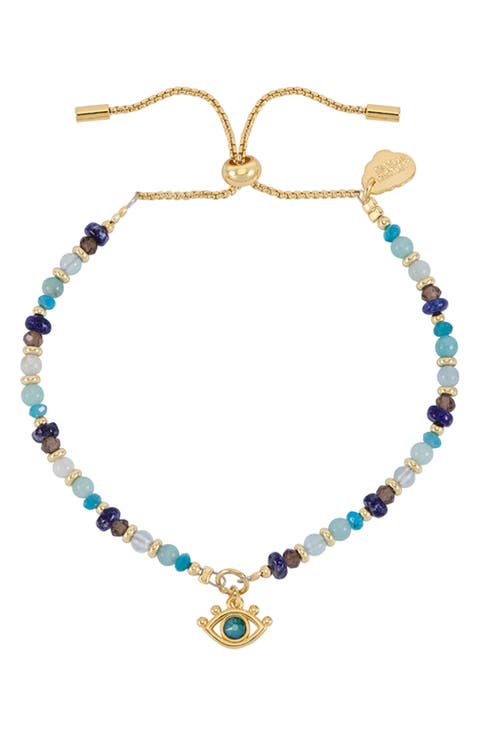 Evil Eye Faceted Stone Charm Bracelet