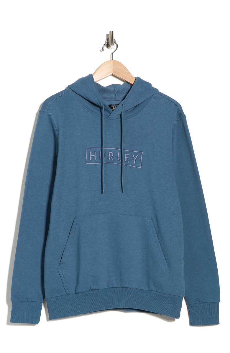 Hurley Logo Fleece Hoodie, Alternate, color, Grey Teal