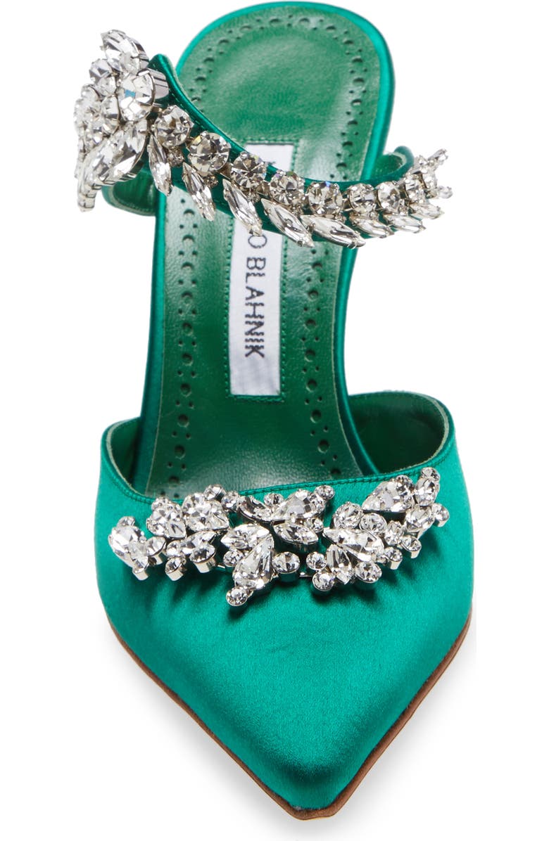 Manolo Blahnik Lurum Crystal Leaf Pointed Toe Mule, Alternate, color,