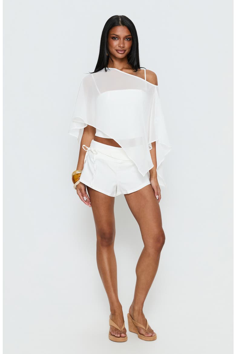 Senzo Asymmetrical Chiffon Poncho Top, Alternate, color, WHITE