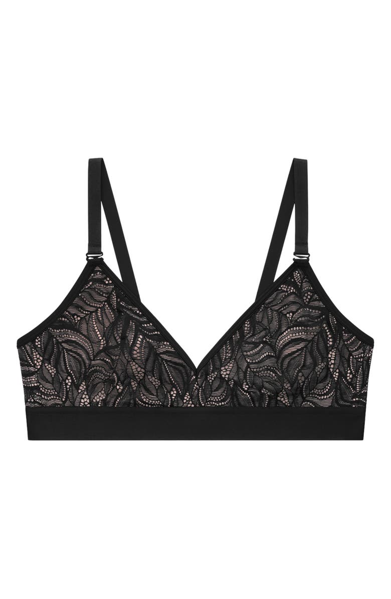 ThirdLove Feather Lace Triangle Bralette, Alternate, color, Black