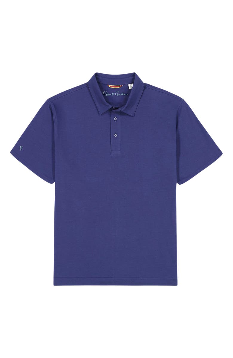 Robert Graham Furlan Solid Stretch Cotton Polo, Alternate, color, Navy