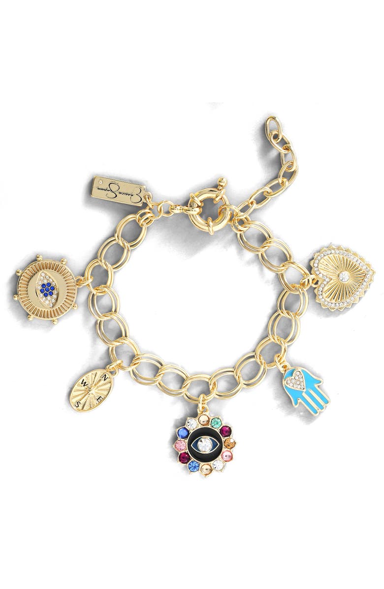 Jessica Simpson Gold-Tone Evil Eye Bracelet, Main, color, 