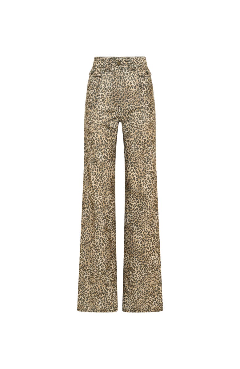GERARD DAREL Anna Leopard Print Wide Leg Jeans, Alternate, color, Brown