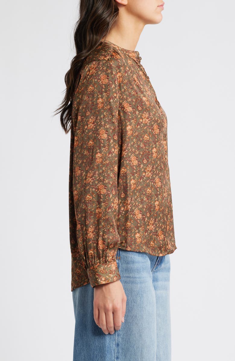 Treasure & Bond Drapey Long Sleeve Top, Alternate, color, Olive- Brown George Floral