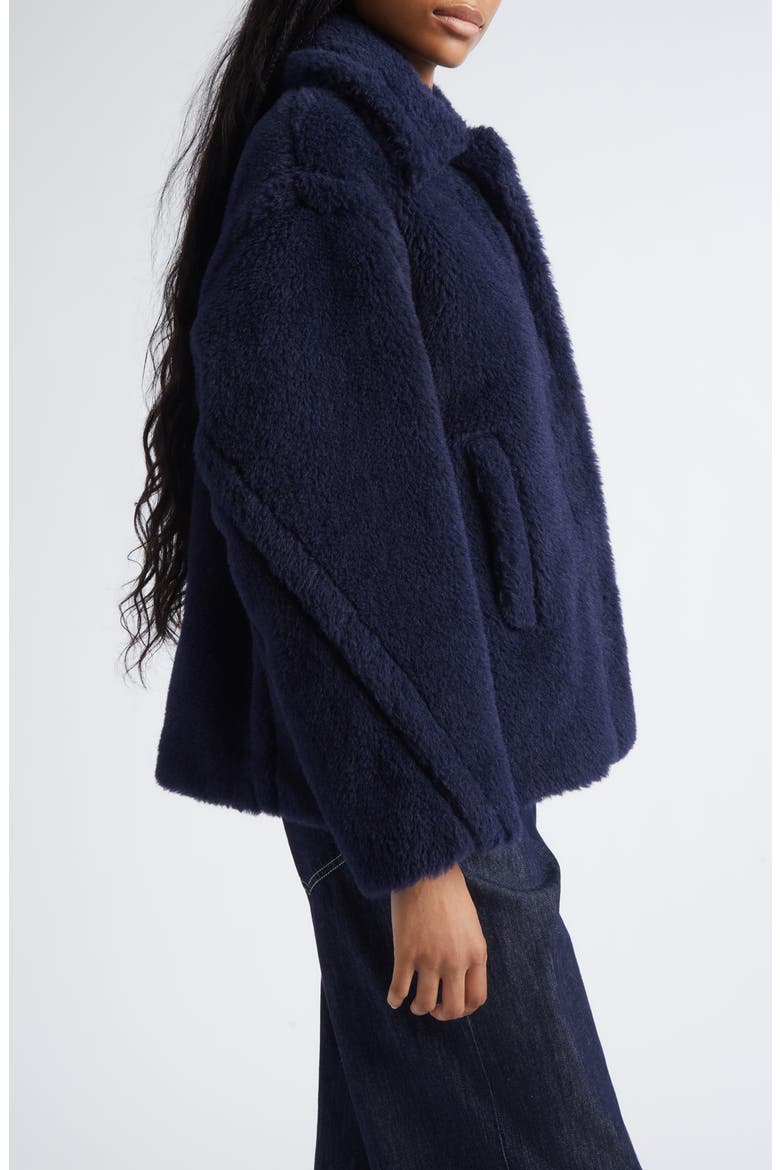 Fuggito Alpaca, Virgin Wool & Silk Blend Teddy Coat, Alternate, color, ULTRAMARINE