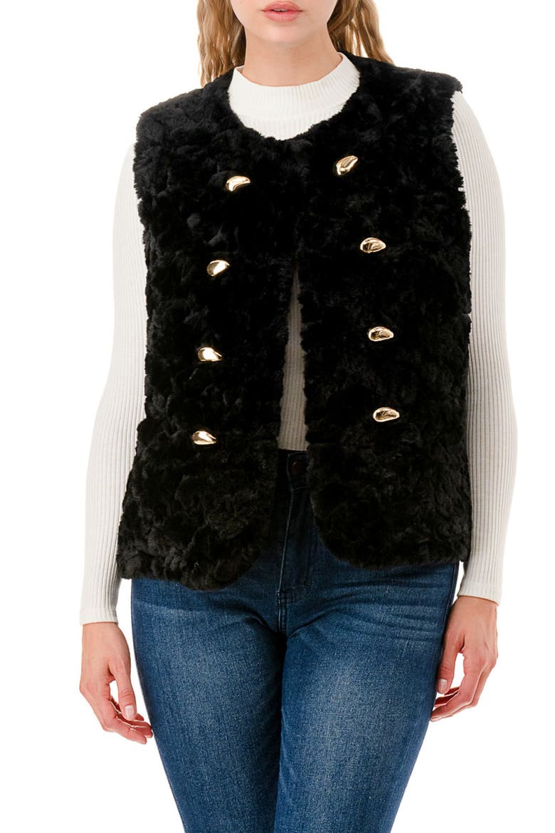 Faux Fur Vest, Main, color, BLACK