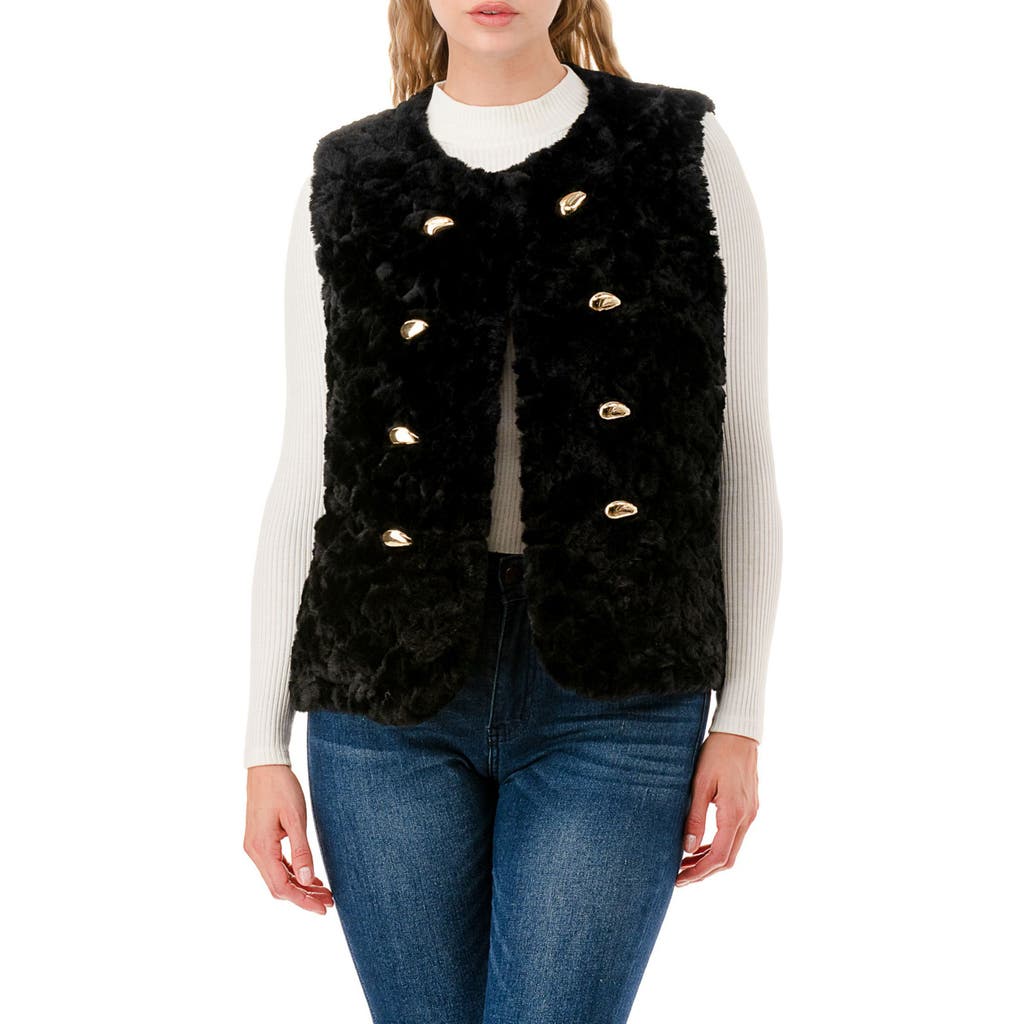 MARCUS ADLER Faux Fur Vest in Black at Nordstrom Rack, Size Large
