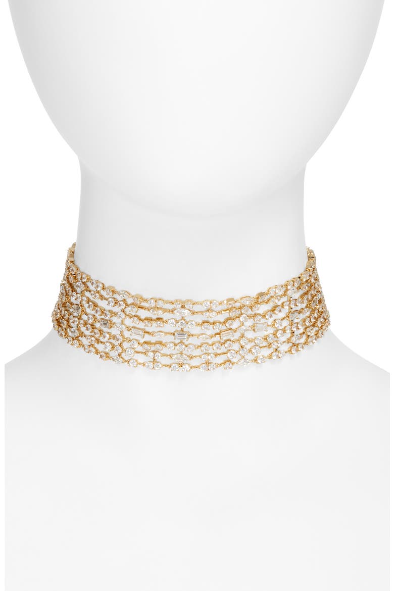 Cabaret Cubic Zirconia Choker Necklace, Main, color, GOLD