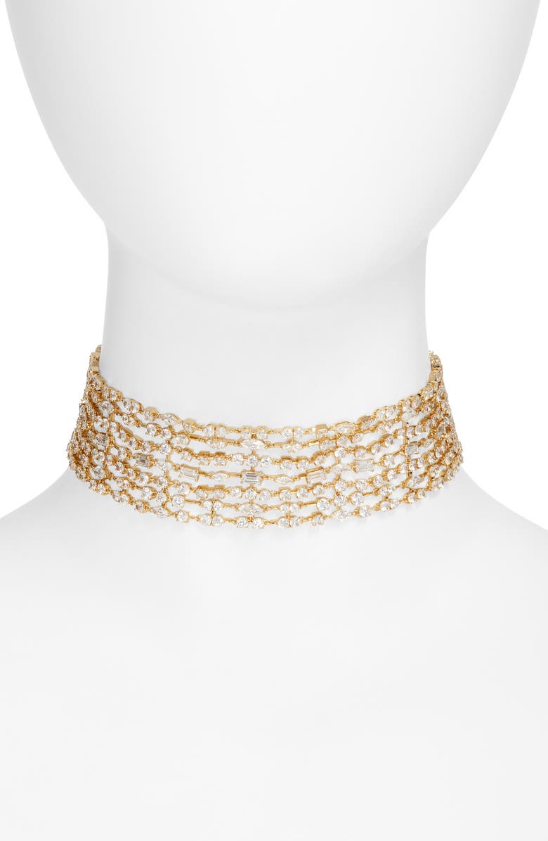 Nadri Cabaret Cubic Zirconia Choker Necklace, Main, color, Gold