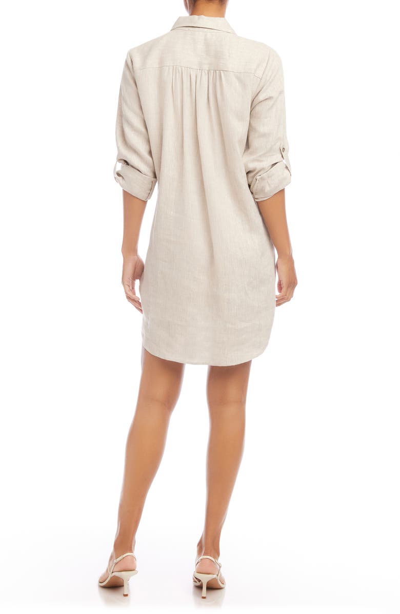 Karen Kane Long Sleeve Linen Shirtdress, Alternate, color, Oatmeal