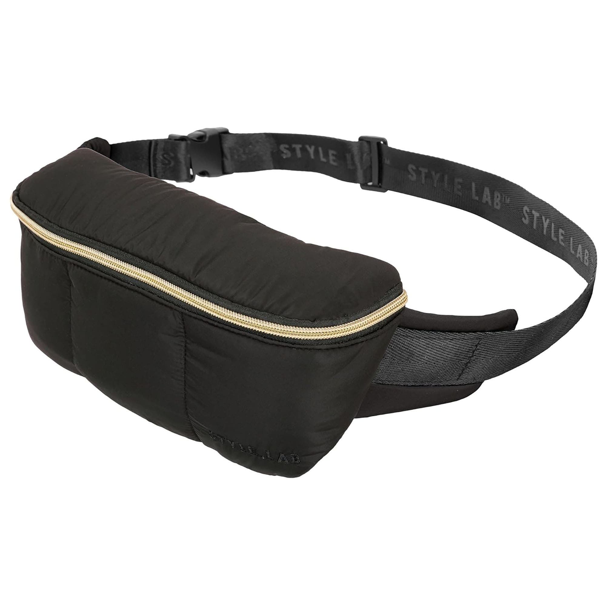 Style.Lab Fashion Angels Bekah Puffer Crossbody Backpack and Belt Bag Set, Alternate, color, Black