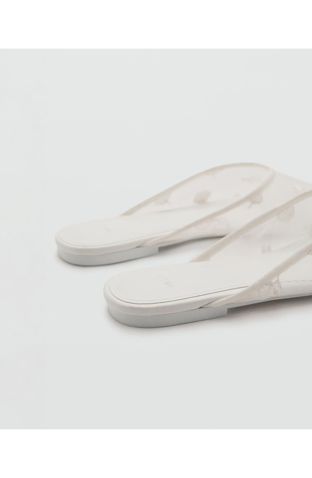 MANGO Embroidered Mesh Mule, Alternate, color, White