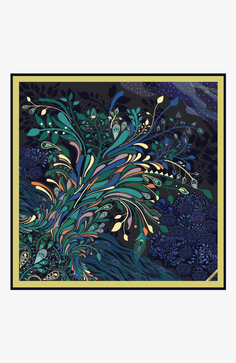 Jessie Zhao New York Silk Scarf of The Sprinkle Night, Main, color, Black