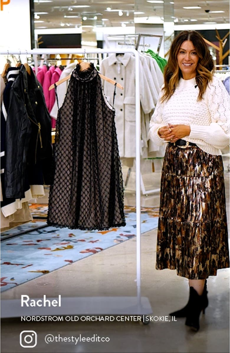 Black Imitation Pearl Lace Trapeze Dress, sales video thumbnail