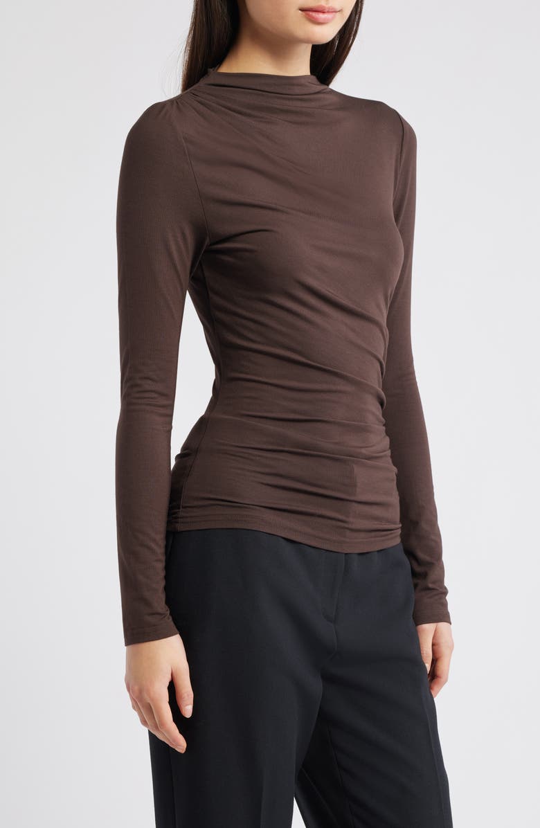 Rails Joelle Ruched Funnel Neck Top, Alternate, color, Espresso