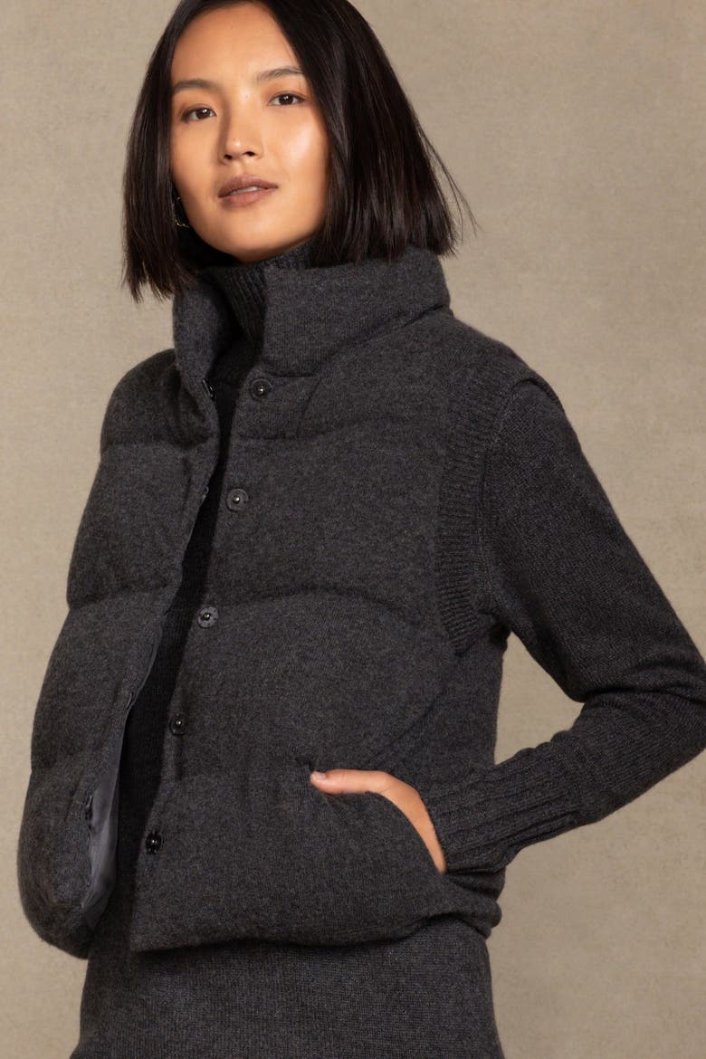 Ellie Puffer Vest, Alternate, color, Charcoal