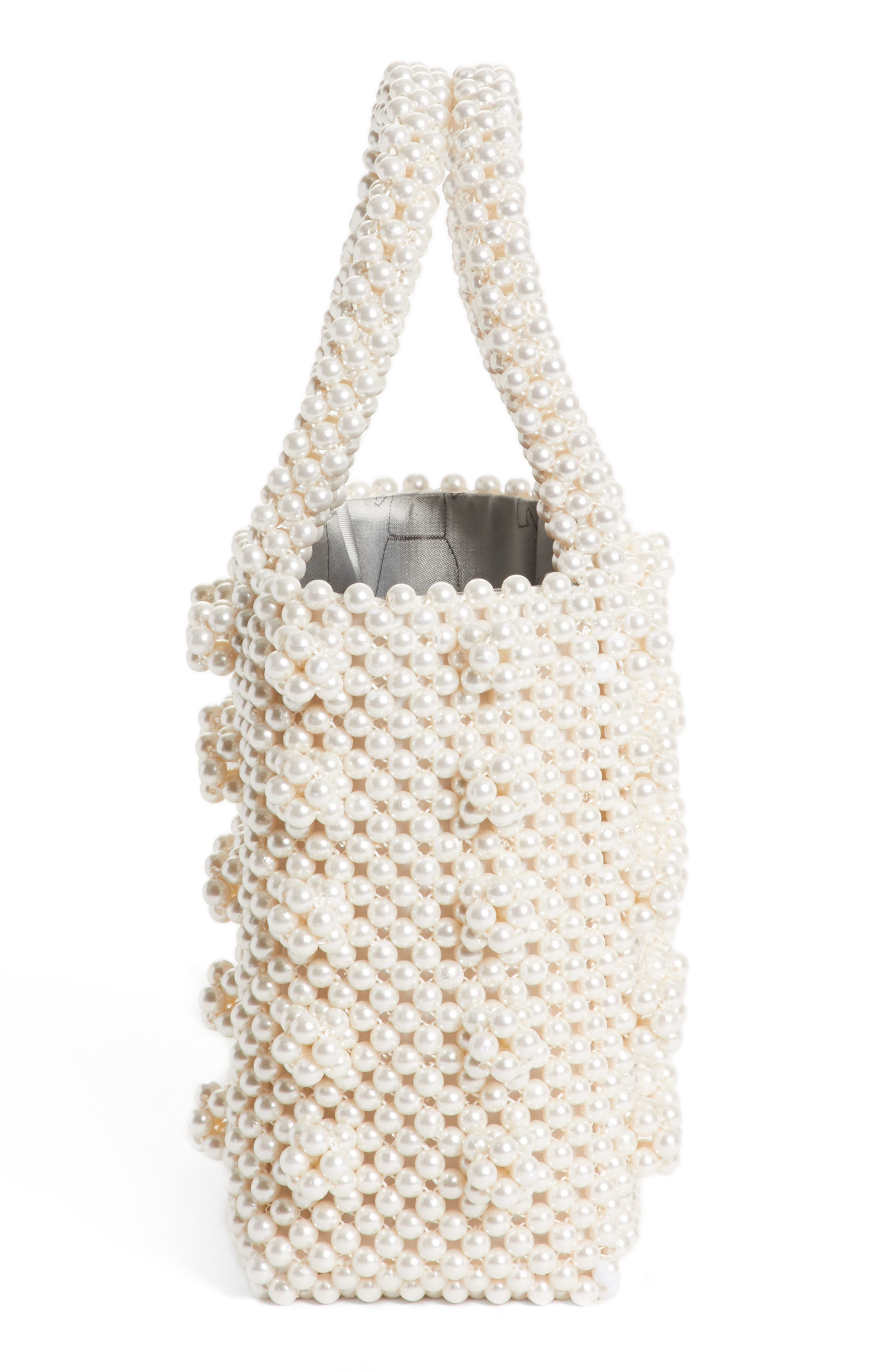 Shrimps Antonia Small Imitation Pearl Beaded Handbag, Alternate, color, 