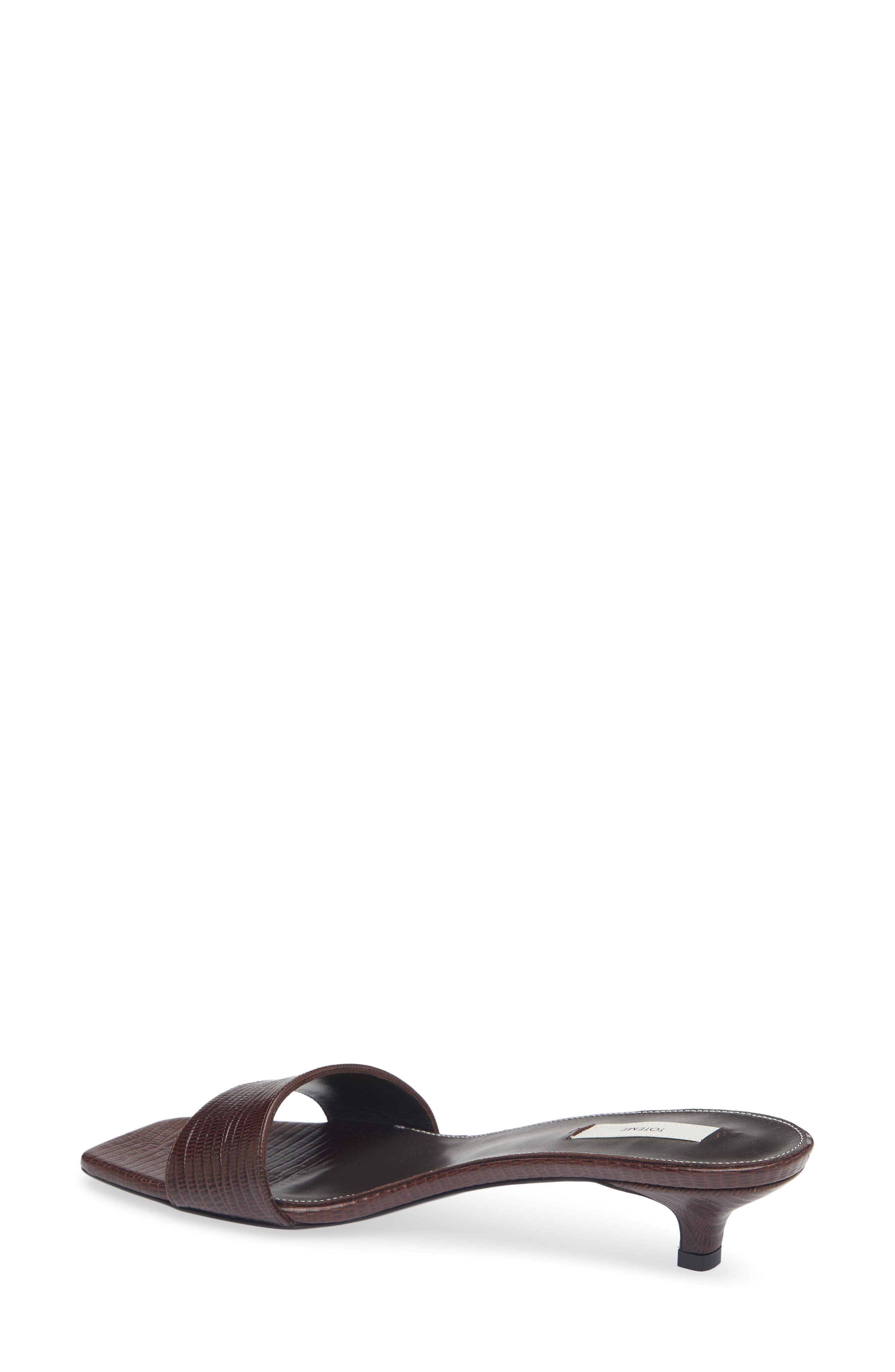 TOTEME Slim Kitten Heel Lizard Embossed Slide Sandal, Alternate, color, Brown