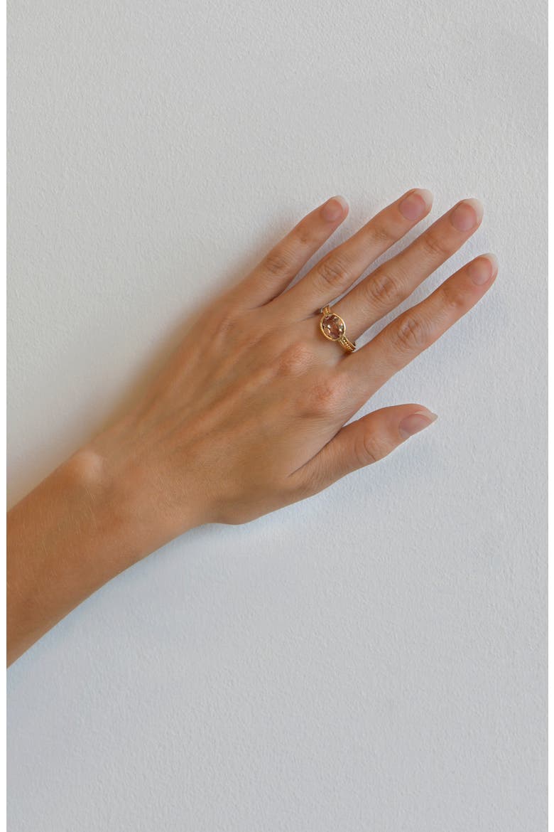Classique Oval Dew Drop Ring, Alternate, color, PEACH SAPPHIRE