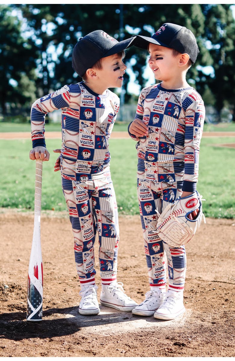 Fletch Field of Dreams 2 Piece Pajama Set, Alternate, color, Blue/ Cream