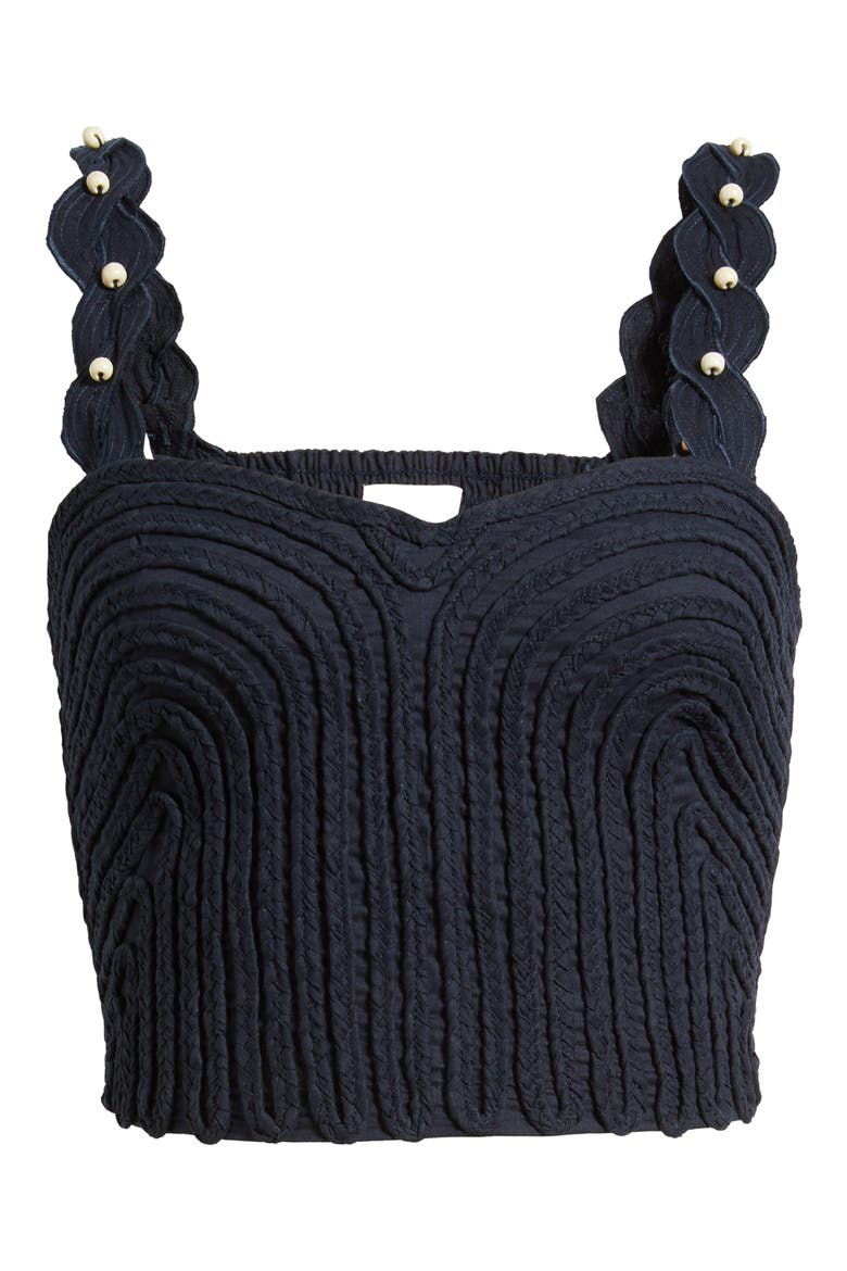 Atalia Braid Detail Cotton Tank, Alternate, color, NAVY