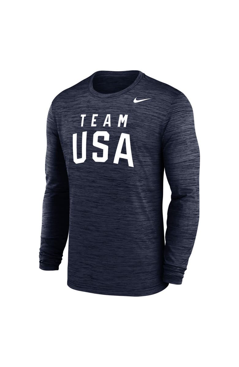 Nike Men's Nike Navy Team USA Training Velocity Long Sleeve Performance T-Shirt, Alternate, color, Navy