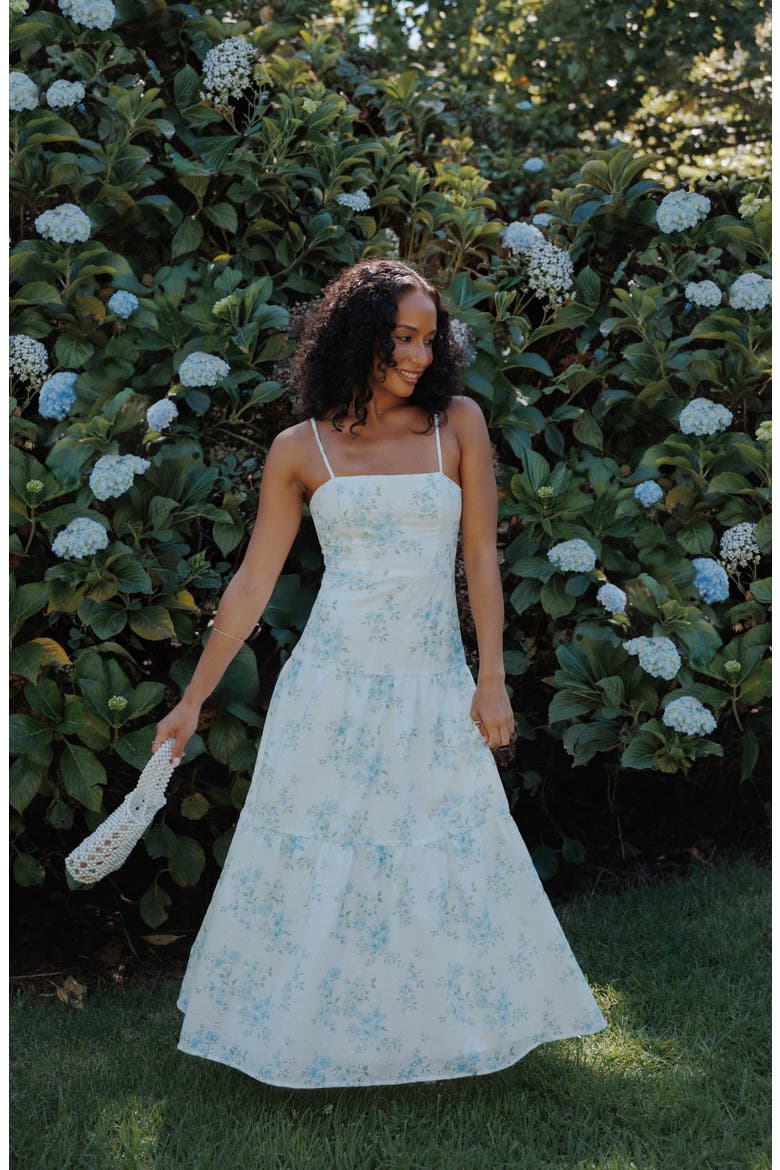 Botanique Floral Print Cotton Midi Sundress, Alternate, color, BLUE FLORAL