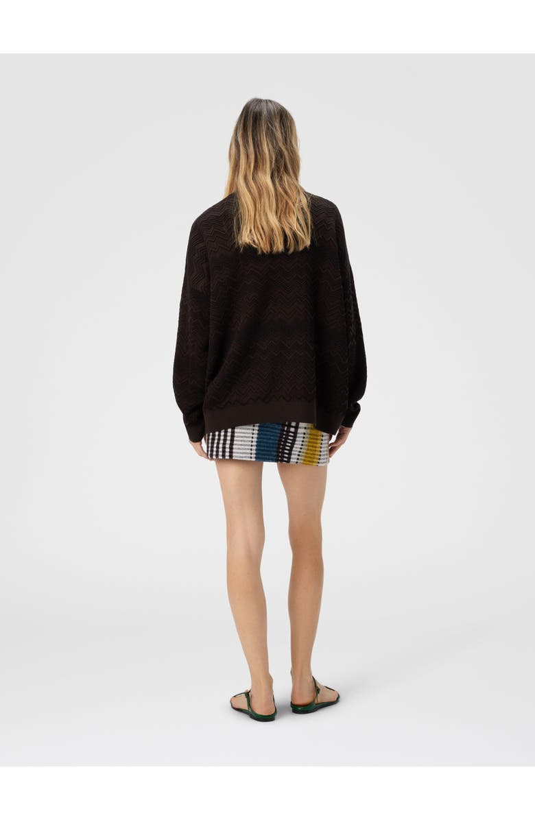 Missoni Oversized V-neck Sweater In Chevron Pattern, Alternate, color, Brown
